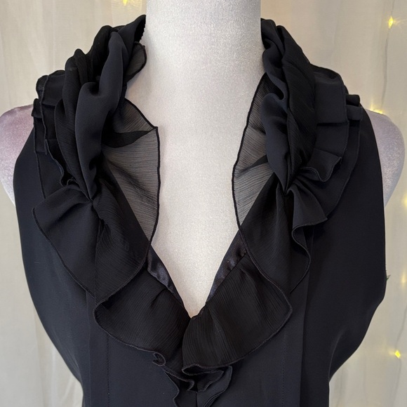 Tahari Black Ruffle Collar Sheath Dress - Picture 2 of 3